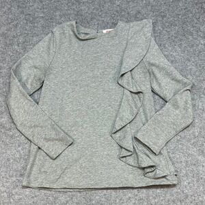 Mazik Heathered Gray‎ Ruffle Athleisure Long Sleeve Sweatshirt Yoga Fall Size S